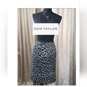 Ann Taylor Black & Cream Silk Skirt